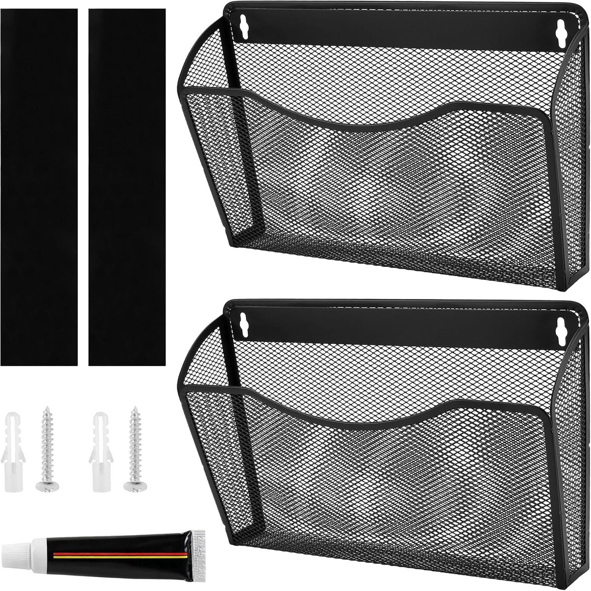 Magnetische krantenhouder - Dossierhouder metaal - Documenten opbergen - Magnetische bevestiging - 2 stuks 335 cm - Zwart
