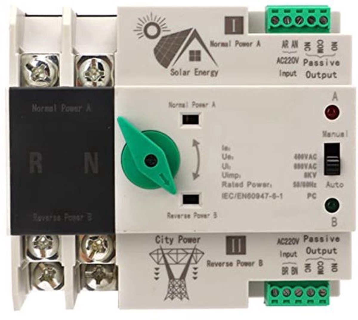 Mini ATS 2P - Automatische Omschakelaar - DIN-Rail Type - AC220V - Vlamvertragend