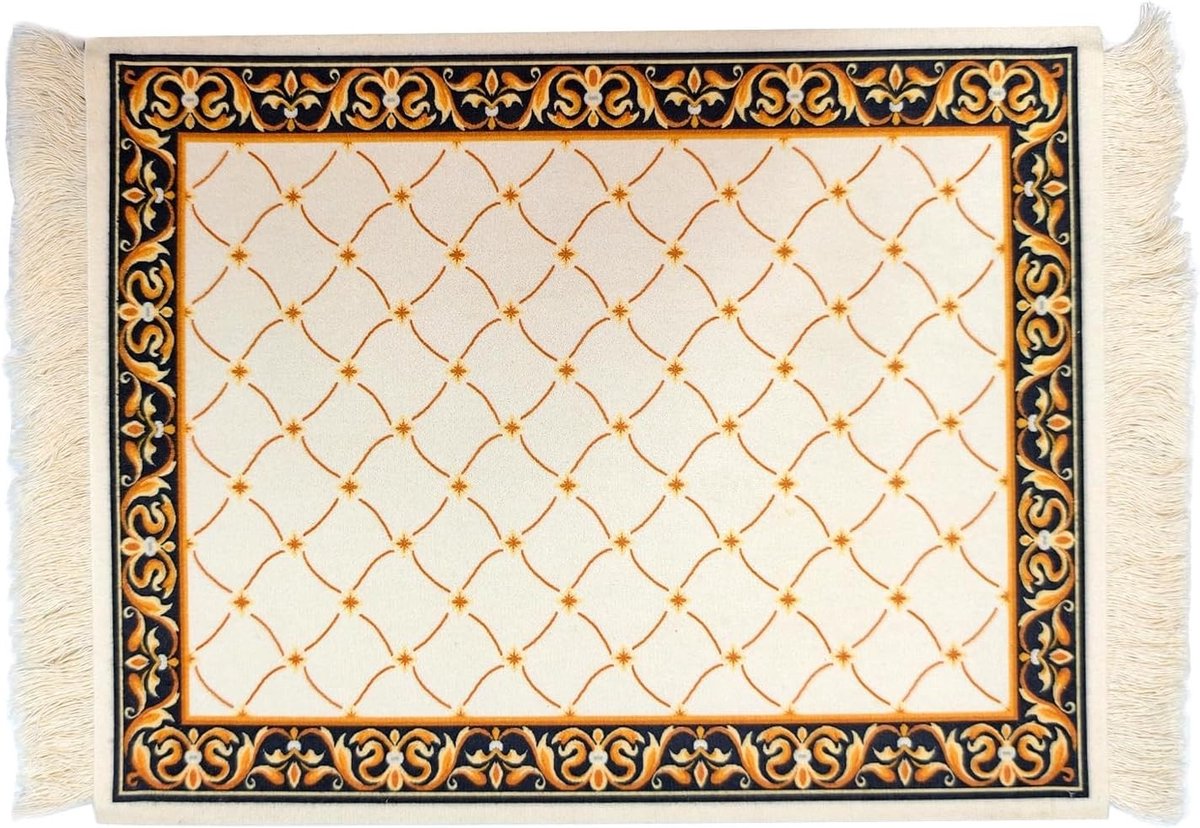 Creatieve Mini Tapijt Muismat met Oriëntaals Patroon en Katoenen Kwastjes - 28 x 18 cm, Perfecte Accessoire voor Computer en Bureau