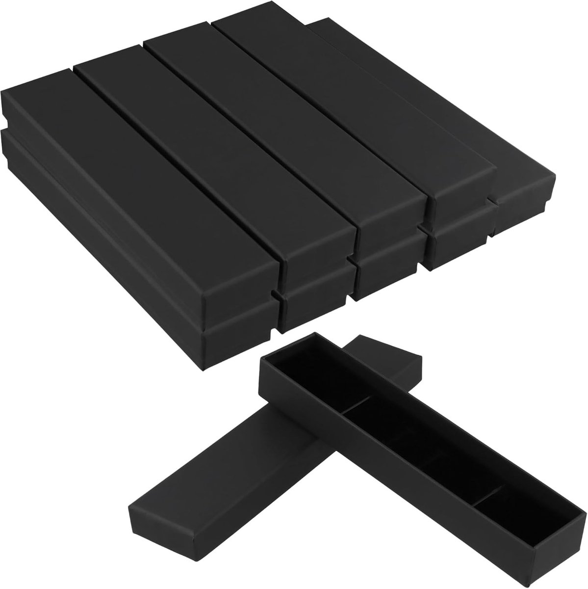 Zwarte rechthoekige sieraden geschenkdoos voor kettingen en armbanden, 10 stuks, perfect voor opbergen en presenteren, 5 x 3 x 22,5 cm