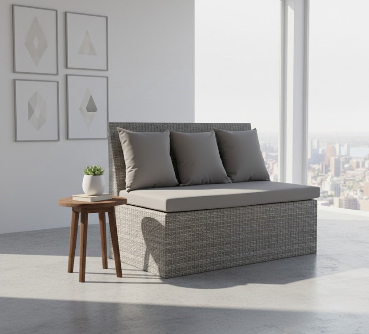 Luxe 2-Zits Tuinbank Polyrattan Grijs - Grijs - Novihome