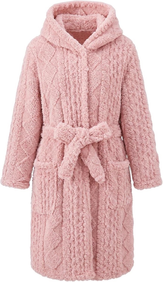 Badjas met capuchon voor kinderen, zachte fleece ochtendjas voor jongens en meisjes, pluche en knus, ideaal voor thuis en spa, nachtkleding 4-14 jaar