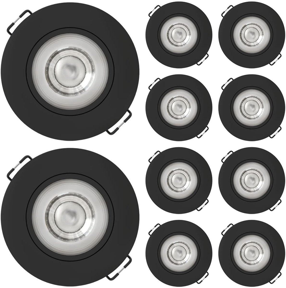 Modee LED Inbouwspot Rond Dimbaar - 4W 480 Lumen - Instelbare Lichtkleur 3000K/4000K/6500K - IP44 Ø80mm - Zwart - 10 stuks