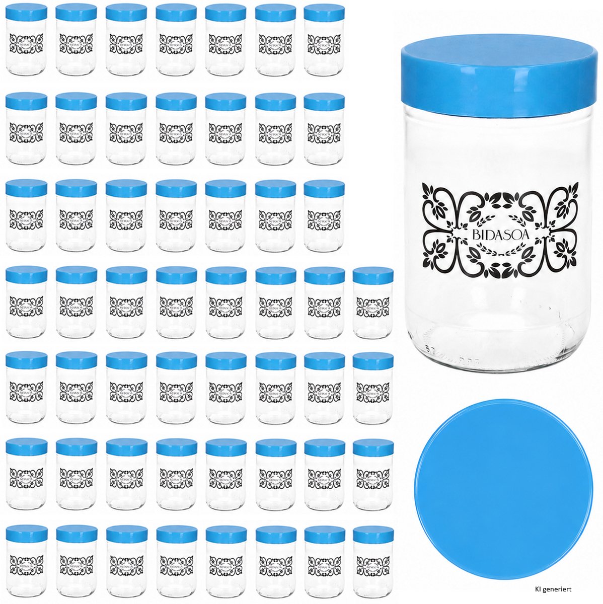 54-delige set bewaarglas IDA met kunststof deksel blauw – 24868