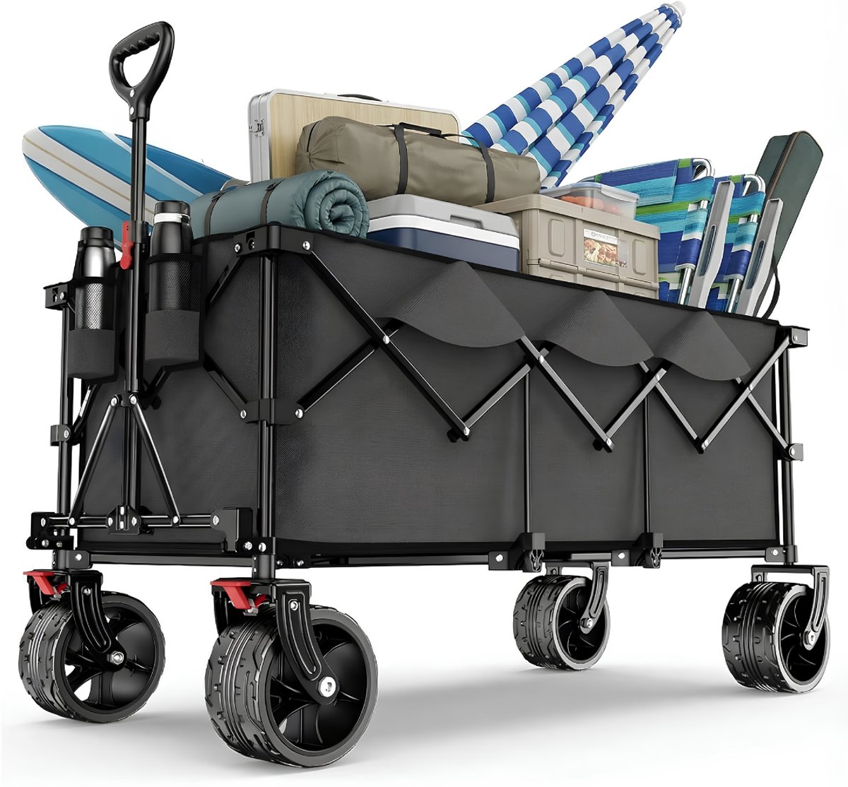 SP® Bolderkar - Vouwbare Handkar - 300L Capaciteit - Zwart - 123cm x 57cm x 97cm