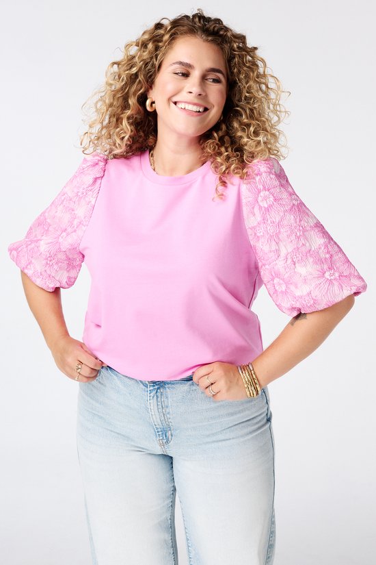 MS Mode Top Top met jacquard mouwen