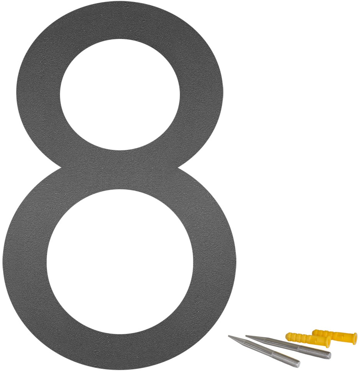 Roestvrijstalen huisnummer "8" – Huisnummerplaat – Lettertype Arial – Mat antraciet – 20 cm – V2Aox
