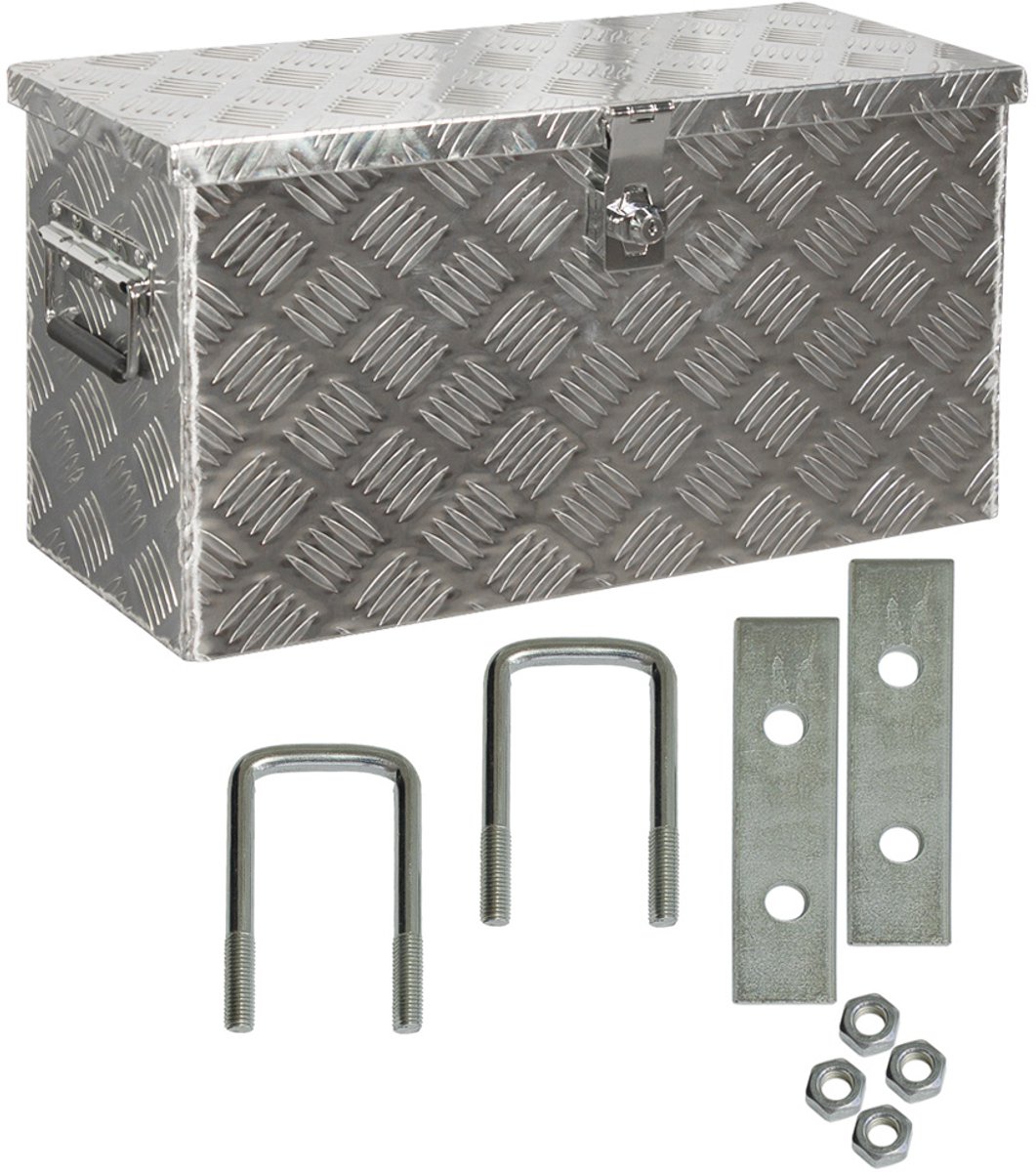 trucky Aluminium gereedschapskist voor vrachtwagens, model D040, 59 x 25 x 31 cm, afsluitbaar, robuust traanplaat, inclusief montageset, voor werkplaats, hobby, auto