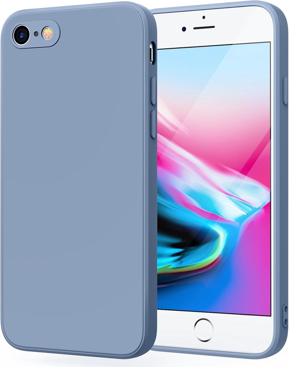 Siliconen beschermhoes voor iPhone SE 2020, iPhone 8 en iPhone 7 met zachte microvezelvoering, volledige bescherming en schokabsorptie voor 4,7 inch toestel, 2 stuks
