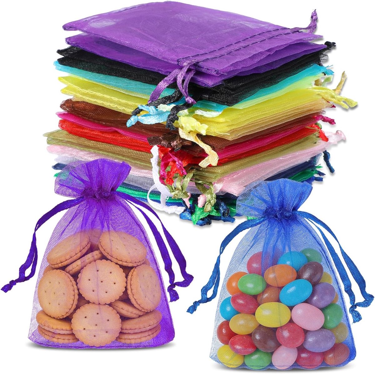 Kleine Organza Zakjes in 20 Kleuren - 100 Stuks van 9 x 12 cm voor Trouwen, Feestjes en Cadeaus
