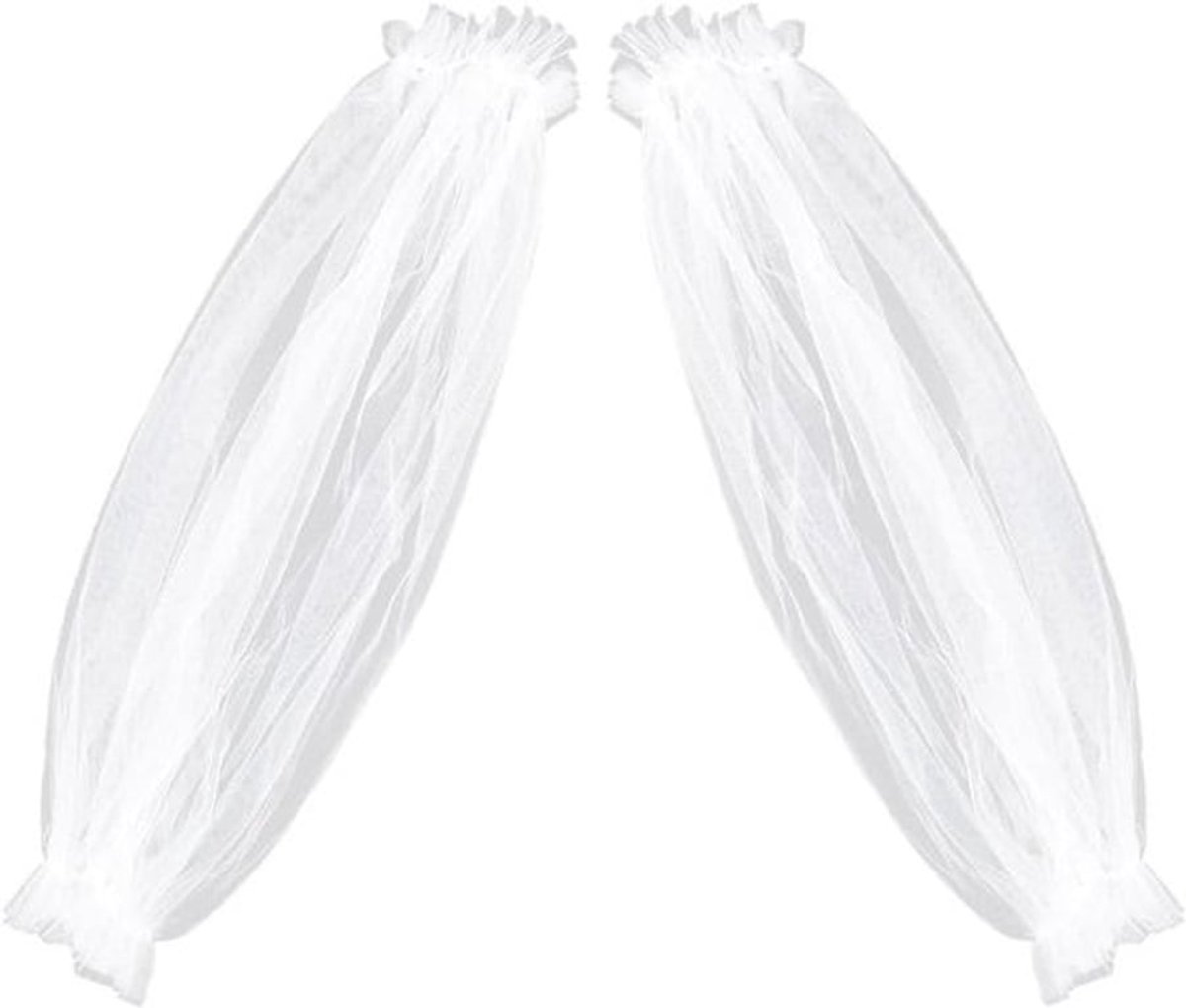 Verwisselbare tule pofmouwen - Witte polyester - Bruidsmouwen met kant - Trouw-, bal- en avondjurk accessoire - 60 x 21 cm