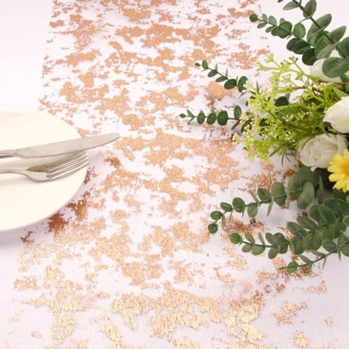 29 cm x 10 yards tafelloper glanzend roségoud tafelband tule band polyester tafeldecoratie voor feest bruiloft Kerstmis communie feest etc.