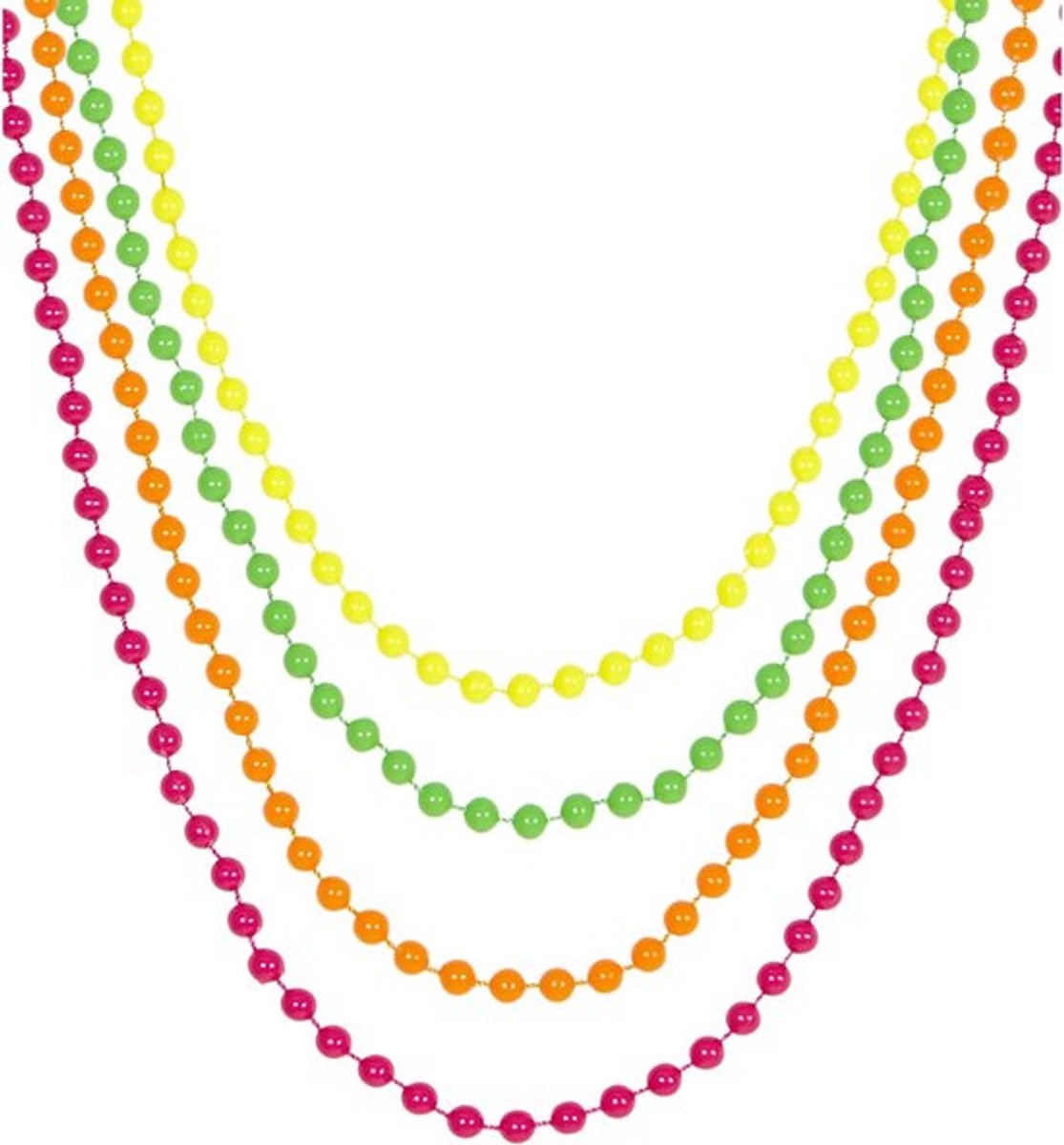 Halsketting met Neonkleurige Parels voor Jaren 80 Feest - Set van 4