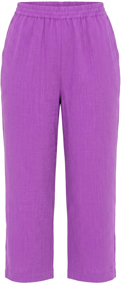 Ulla Popken - Dames - Culotte kuitlang wijde pijpen elastische tailleband - Paars - Maat 64