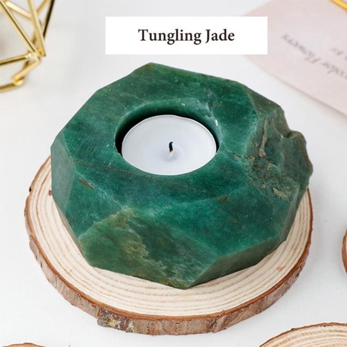 - Kaarsenhouder - Natuurlijke kristallen - Ruw - Theelicht - Huis en tuin - Decoratie - Geschikt voor alle kaarsen - Tungling jade Robijnhanger.