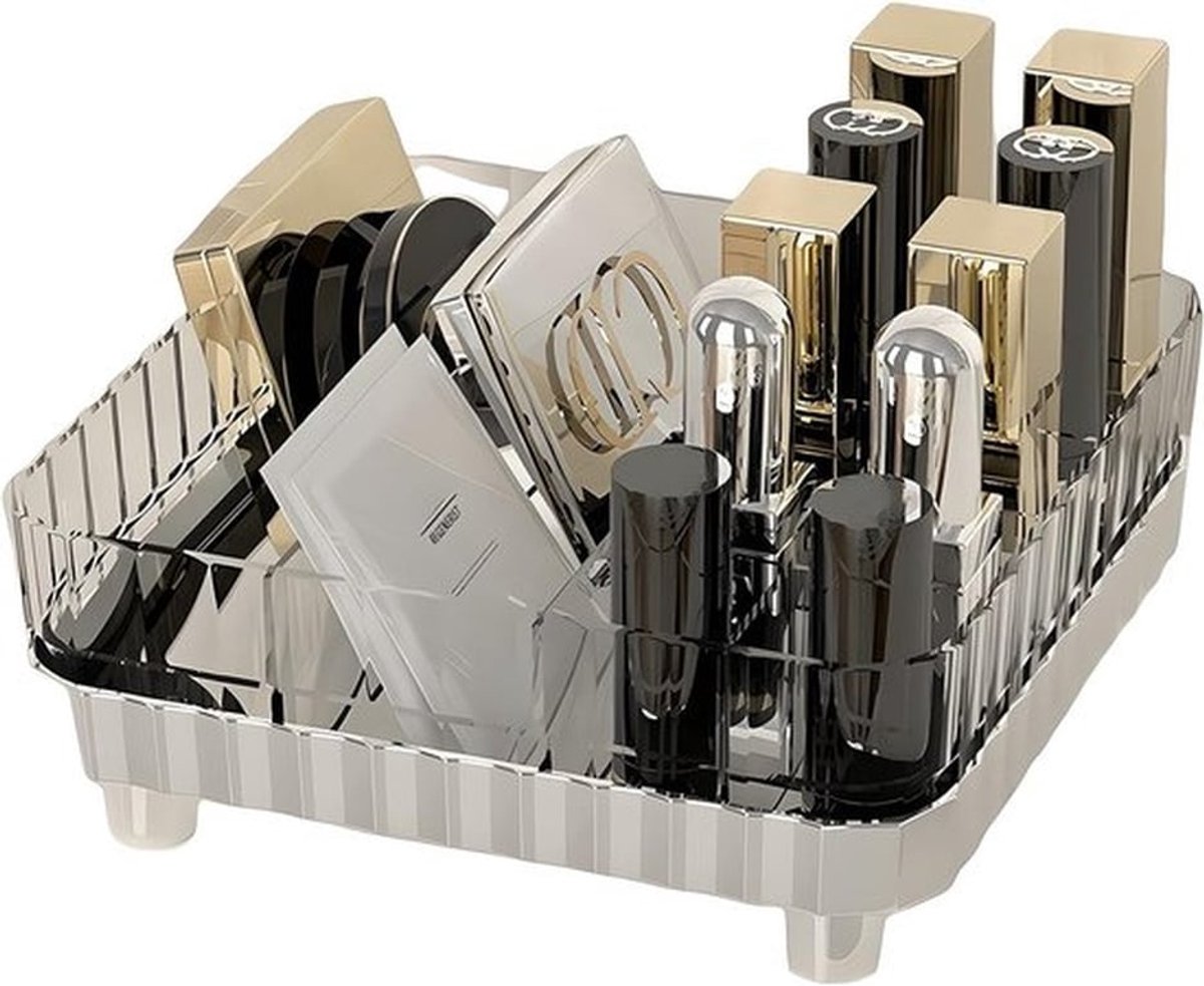 Lipstick Organizer met 10 lipstick-sleuven en 2 compartimenten - Cosmetische opslag en make-up organizer voor ijdelheid - Transparante displaykast
