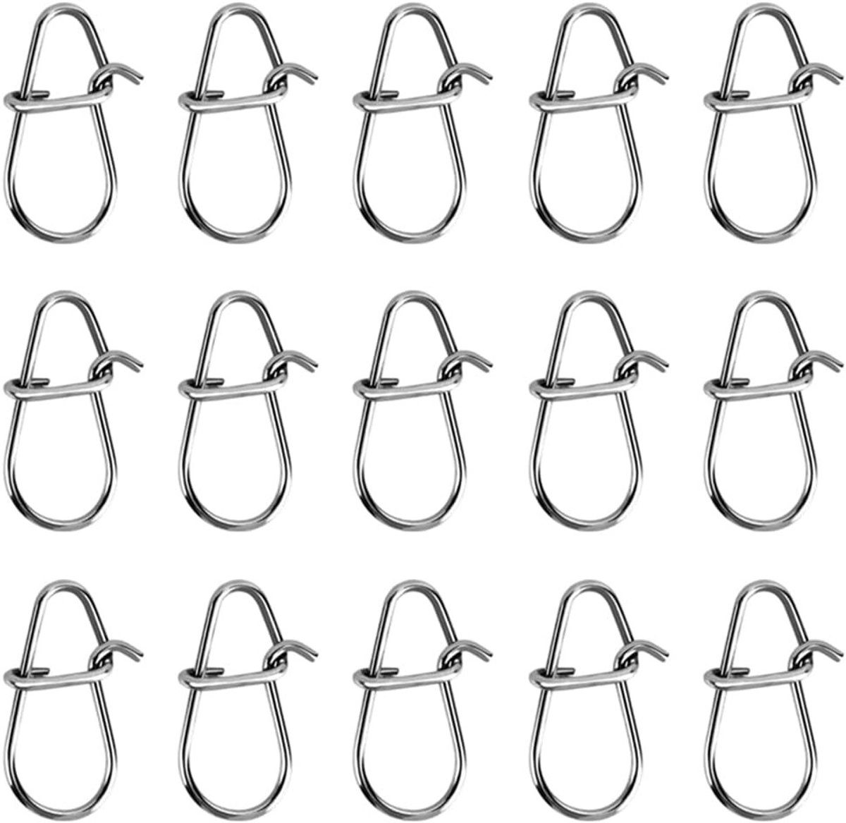 100 Stuks Duo Lock Vissershaak Clips van Roestvrij Staal - Gourd Vormige Verbinder voor Zeevissen, Sterke en Duurzame Koppelingen