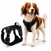 By Cee Cee Harnais pour chien - Harnais anti-traction - Harnais en Y pour chien – Harnais réfléchissant pour chien – Noir – Taille M