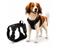 By Cee Cee Hondentuigje Hondenharnas - Anti Trek Tuig - Y Tuig Hond – Reflecterend Honden Tuigje – Zwart – Maat M