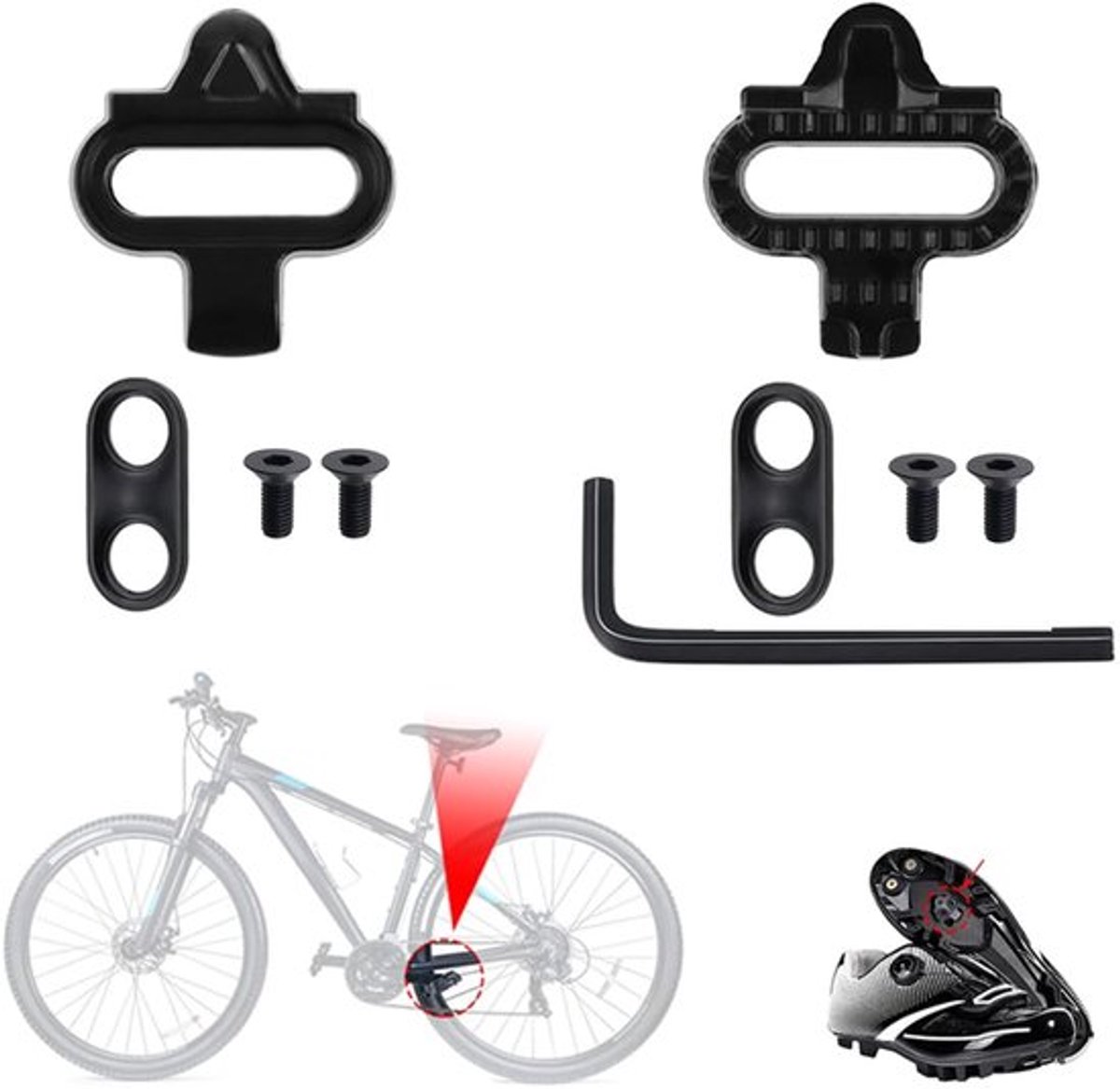 2 stuks SPD Cleats Fiets Cleats Set Pedalplaten Fietsaccessoires Set Fiets Cleats Set voor Mountainbiken & Indoor Cycling Compatibel met Shimano MTB SPD Pedalen (SH51)