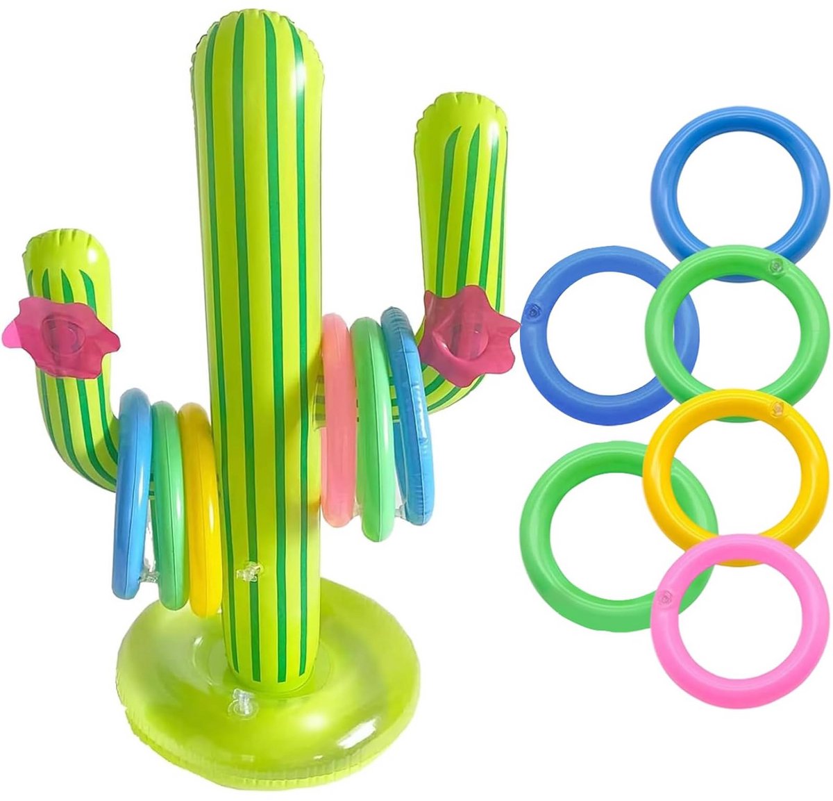 Namajunas - 7-delige opblaasbare cactus ringwerpspelset - Buiten spellen - Zwembad Speelgoed - 64*35cm - Voor kinderen en volwassenen - voor binnen- en buitengebruik, zwembaden, feesten - Ouder-kind spelletjes