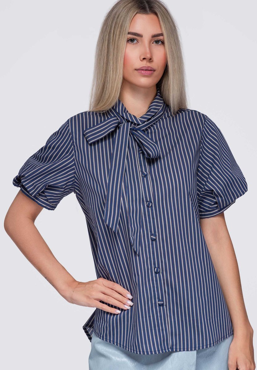 OMBRE Overhemd - Loose Fit - Katoen - Lange Mouw Marine S/M