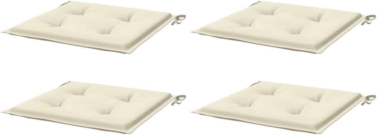 Tuinstoelkussen Set - Stoelkussens Buiten - Zitcomfort Vergroten - Waterdichte Polyester - 40x40x3 cm - Crèmekleurig