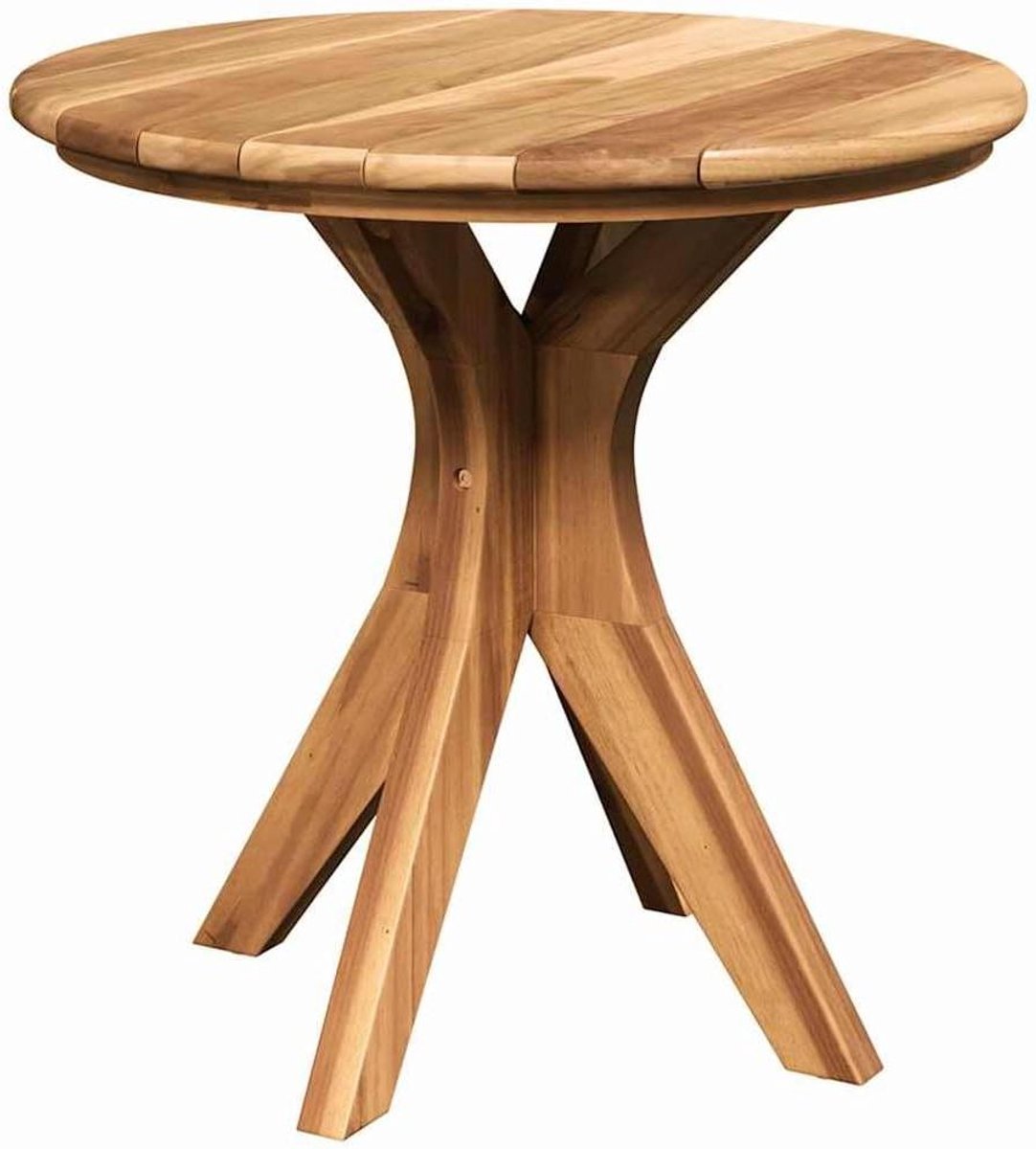 Bijzettafel Rond - Tuintafel Hout - Buiten Genieten - Massief Teak - 55 x 51 cm - Natuurlijk