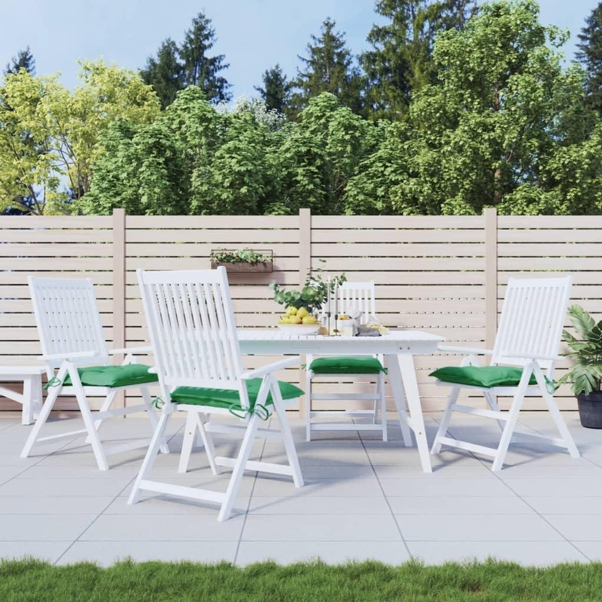Stoelkussen Set - Zitkussen Outdoor - Comfortabel Zitten - Waterafstotend Oxford Stof - 50x50x7 cm - Groen