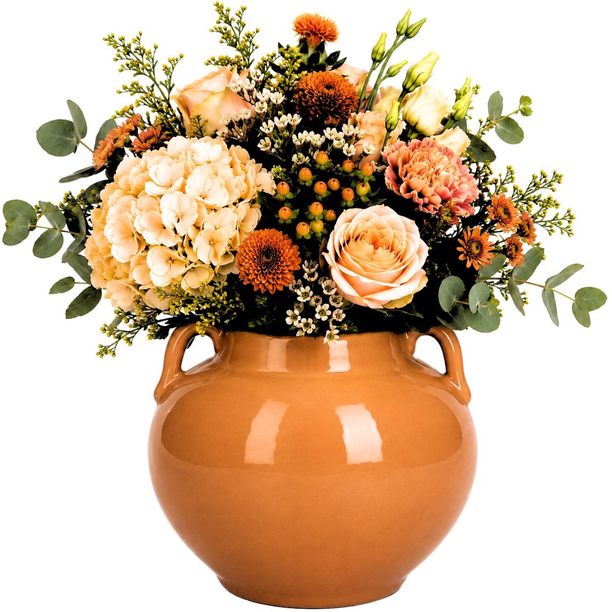 Atmosphera Vaas Aquilos - glans - terra bruin / terracotta - D18 x H17 cm - keramiek - bloemenvaas - voor stelen en boeketten