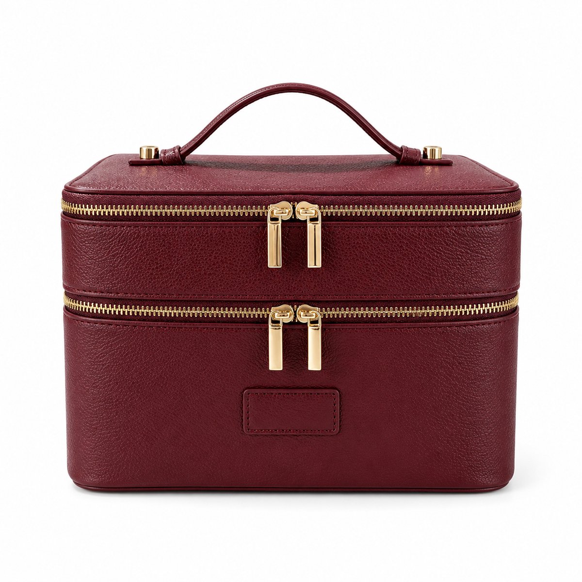 Makeup tas dames - Grote toilettas met dubbele laag - Luxe lederen cosmetische tas met uitneembare verdelers - Reis-organizer voor make-up en huidverzorging - Rood