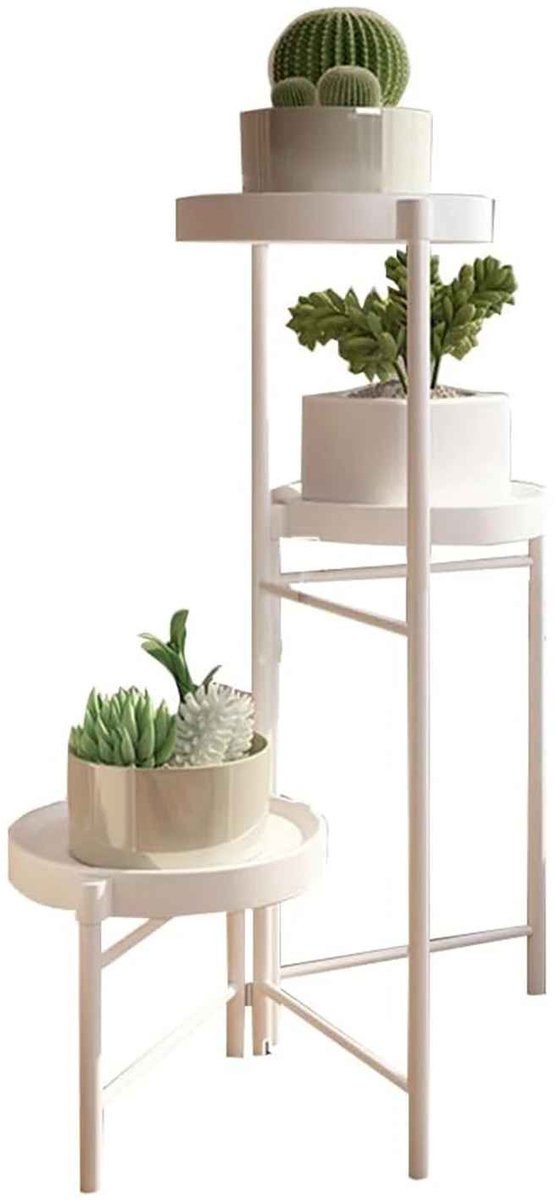 CORE Plantenstandaard - 3-Laags Metalen Bloemenrek - Draaibare en Verstelbare Plantenhouder - Roestbestendig met Spuitgecoat Oppervlak - Bloempottenrek voor Binnen, Balkon, Terras, Tuin en Woonkamer - 22cm diameter - Zwart