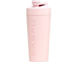 Cabau – Bloom Shaker Thermo – Pink – RVS Shakebeker 600 ml – Dubbelwandig, Houdt Shakes Warm & Koud – Lekvrij, BPA-vrij & Klontvrij Mixen – Eiwitshaker – Jouw Post-Workout Ritueel