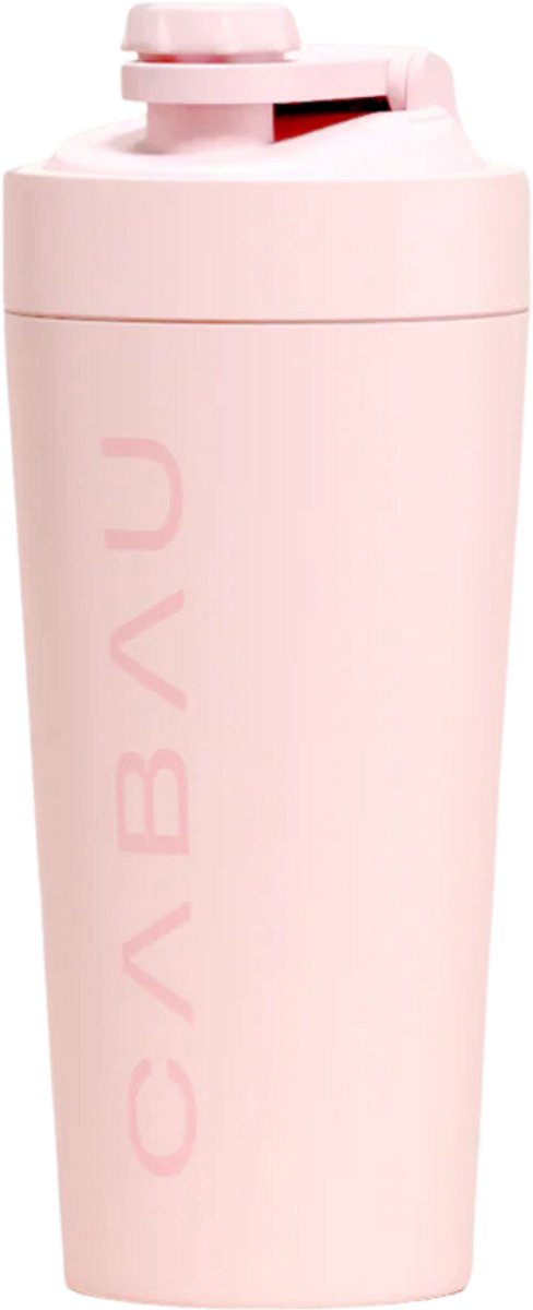 Cabau – Bloom Shaker Thermo – Pink – RVS Shakebeker 600 ml – Dubbelwandig, Houdt Shakes Warm & Koud – Lekvrij, BPA-vrij & Klontvrij Mixen – Eiwitshaker – Jouw Post-Workout Ritueel