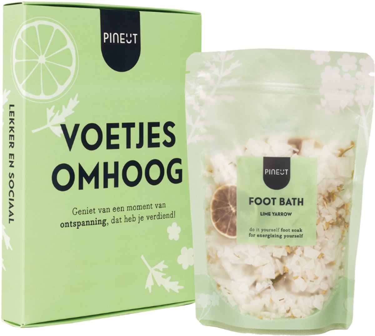 Pineut Voetenbad Brievenbuscadeau – Voetjes Omhoog – Magnesium, Limoen & Duizendblad