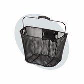 Voltano Stalen Fietsmand 23 Liter - Zwart Met Handvat - Afneembaar Kliksysteem - Incl. Bevestiging - 35 x 25 x 26