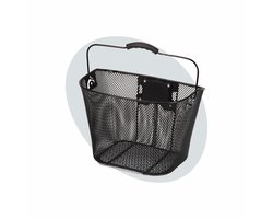 Panier de vélo en acier Voltano 23 litres - Noir avec poignée - Système de clic amovible - Fixation incluse