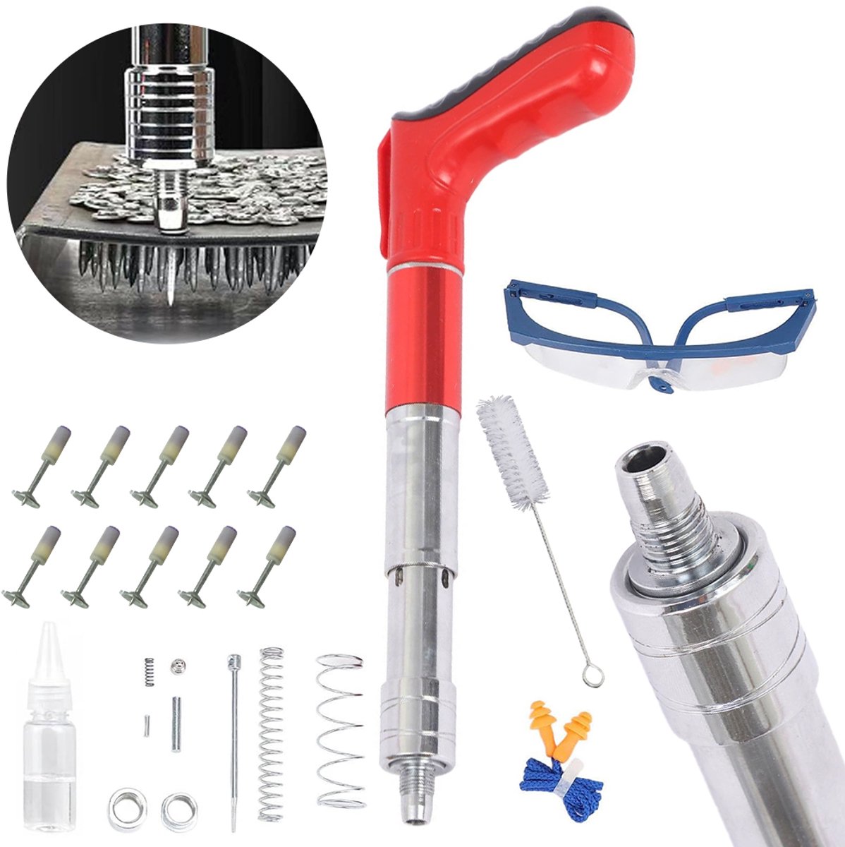 Mini stalen spijkerpistool - Handmatig klinknagelpistool - Spijkerpistool geschikt voor spijkers van 7,3 mm - Spijkergereedschap - Handmatig spijkerpistool met hoge druk - Stil spijkerpistool - Geschikt voor bakstenen en betonnen muren