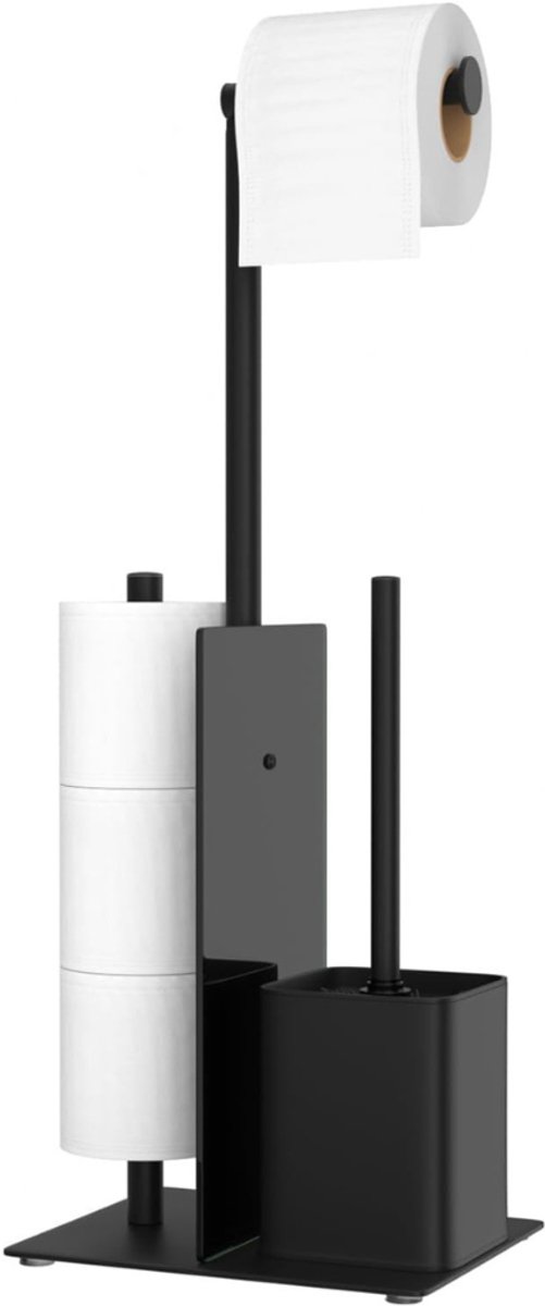 CLVP® Toiletbutler - Toiletrolhouder - Toilet Butler - Borstel met Houder - Zwart