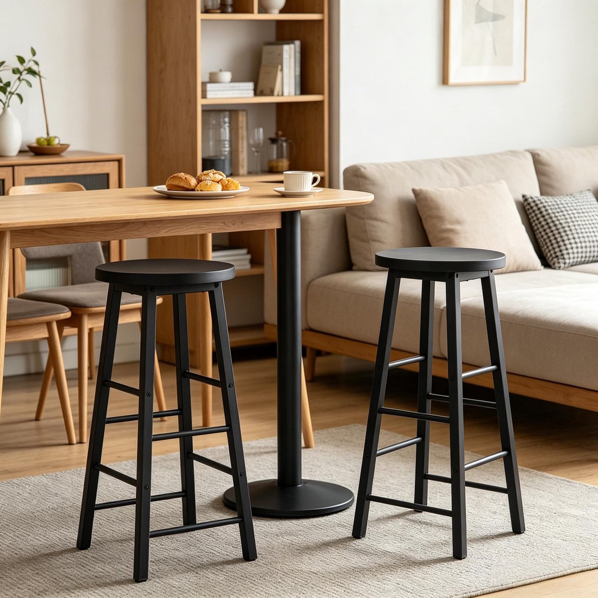 YYchan barkruk - 2-delige set - zwart - 30 x 30 x 71 cm