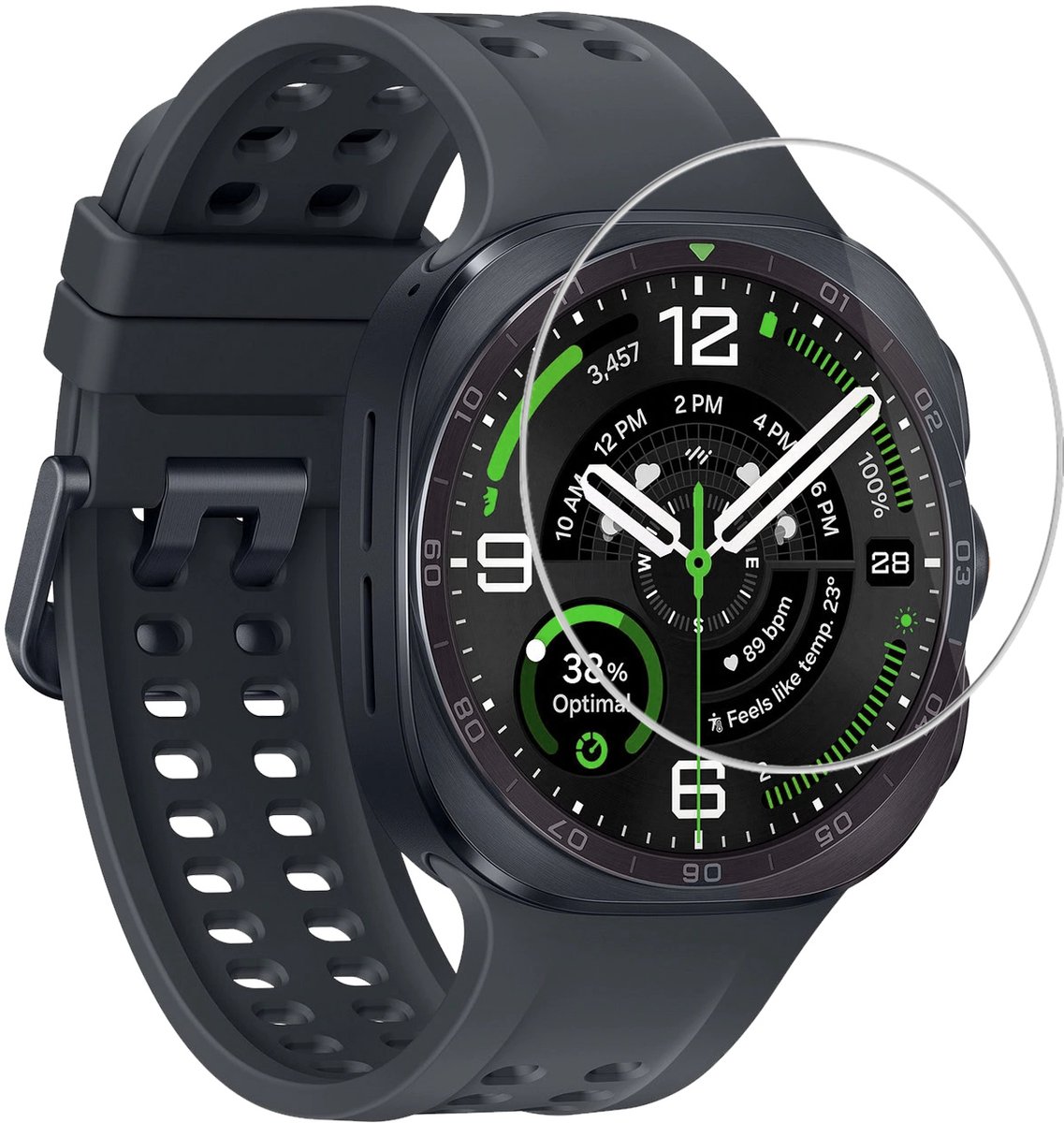 Screenprotector Geschikt voor Samsung Watch Ultra 2 - Extra Sterk - Tempered Glass - Gehard Glas - Beschermglas Screen Cover - Bescherm Protector voor Smartwatch