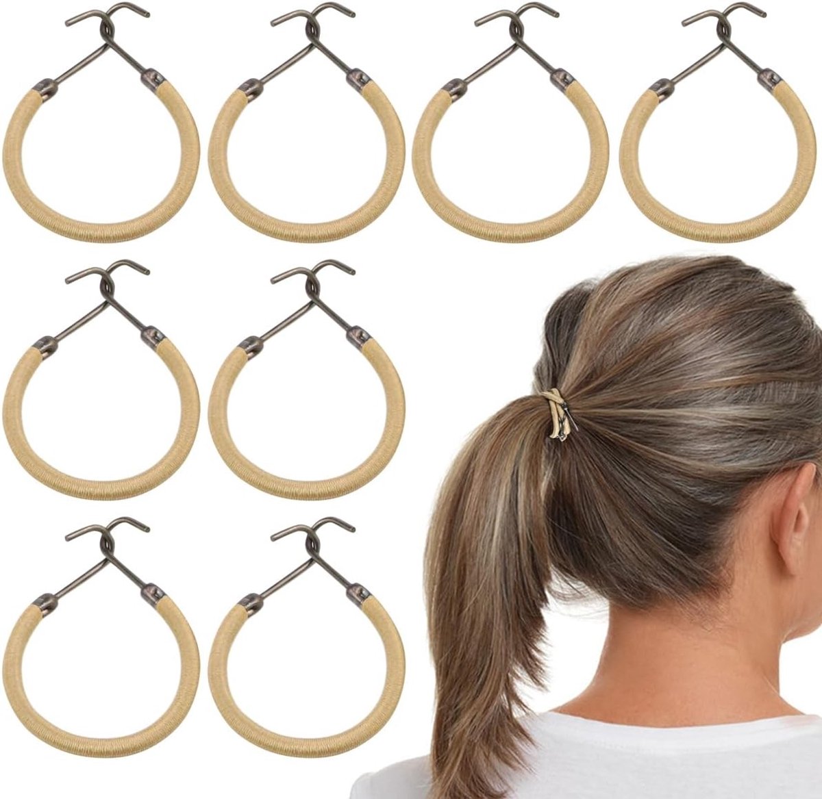 Elastische haarbanden met haken - 40 stuks paardenstaarthaak hoofdbanden voor opgestoken haar, ideaal voor bruiloften en feesten