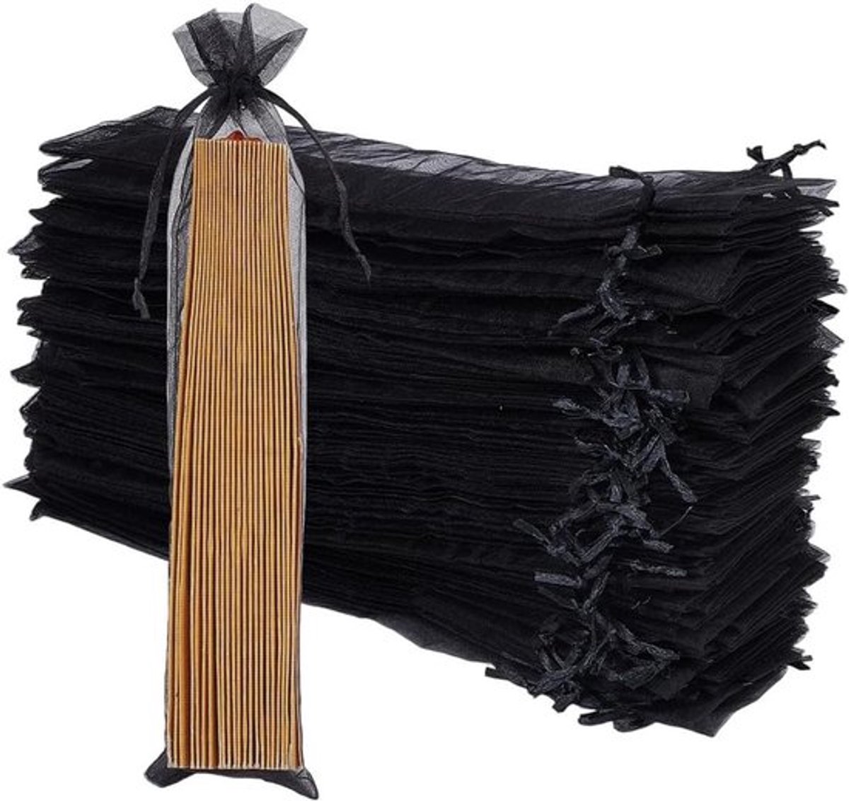 Decoratieve handventilator-etui - Opvouwbaar - 100 stuks - mesh tule - Bruiloftfeest - Cadeauverpakking - Geschikt voor sieraden - Wit - 6 x 26 cm - Trekkoordtas - Cadeauverpakking - Gunst - Snoep - Pennen - Bloemenopslag.