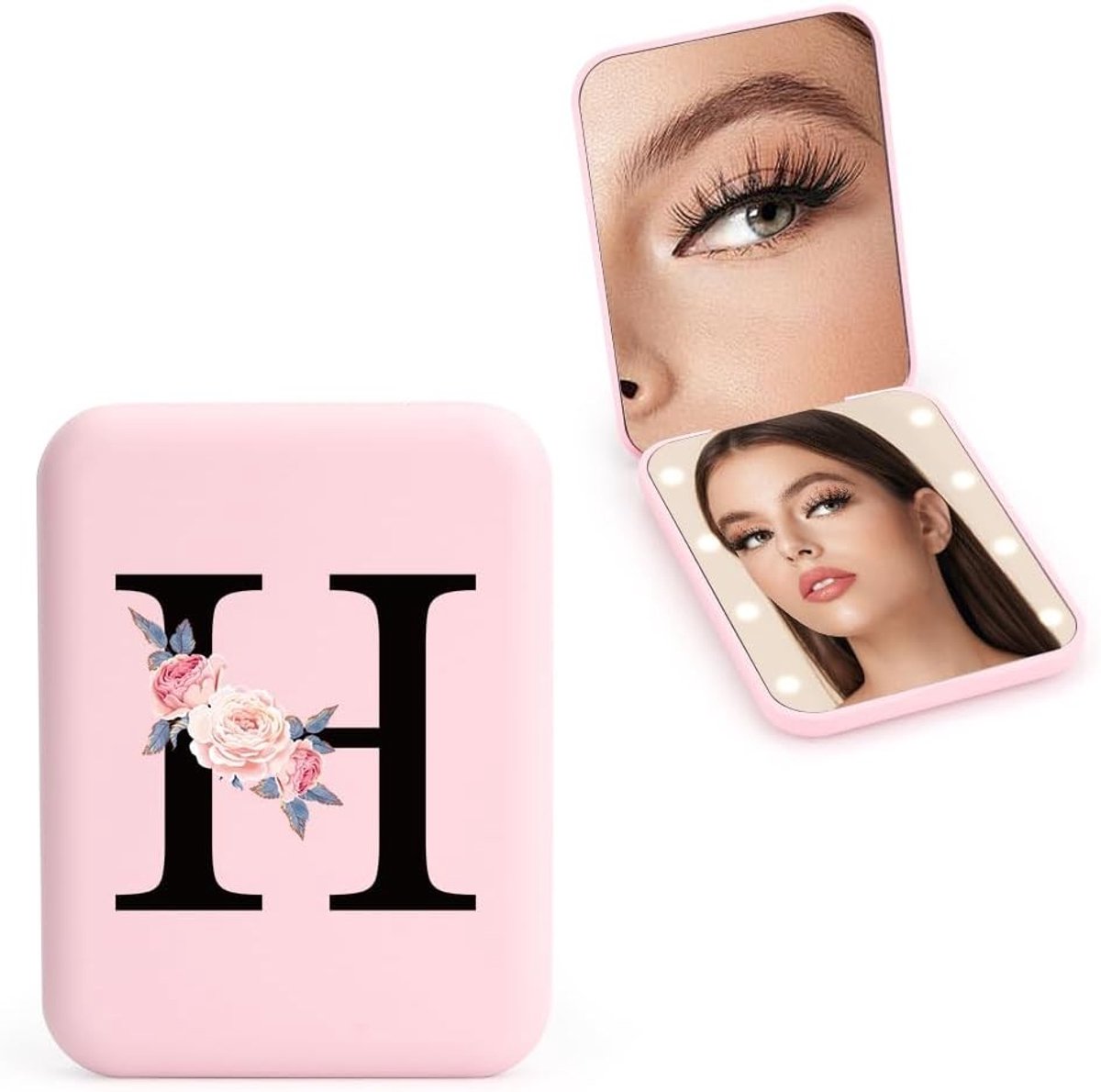Persoonlijke Reismirror met Verlichting, Vergrotende Spiegel, Draagbare Pocket Spiegel voor Vrouwen, Meisjes en Cadeaus