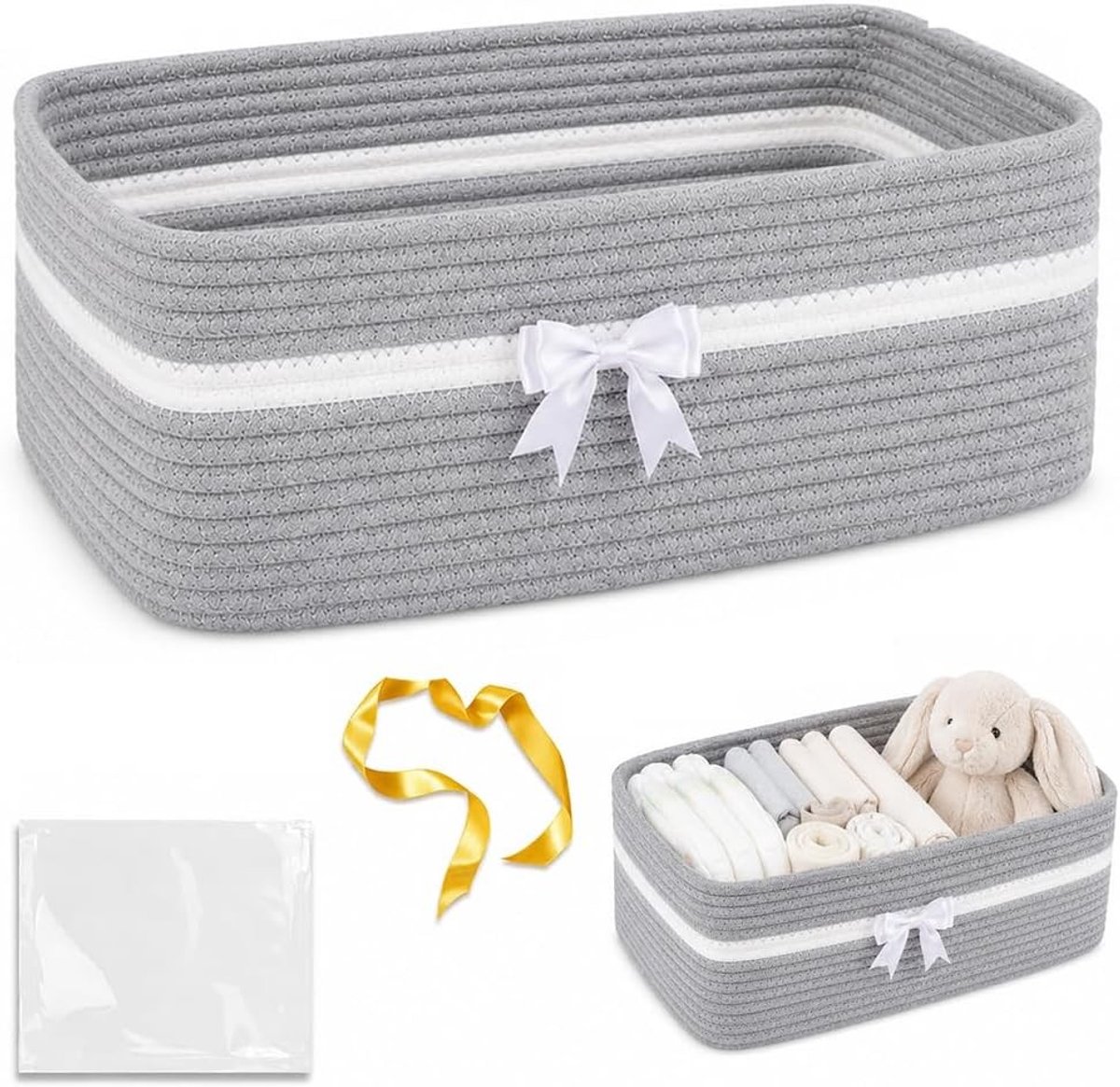 Grote lege cadeaumand 34,5 x 25,5 x 15 cm voor opbergen, geschenken en decoratie in woonkamer, badkamer of kinderkamer