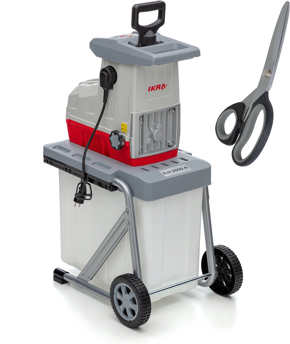 IKRA elektrische rolhakselaar, houtversnipperaar, tuinversnipperaar ILH 3000 A, takdikte tot 44 mm, 3.000 W met multifunctionele schaar