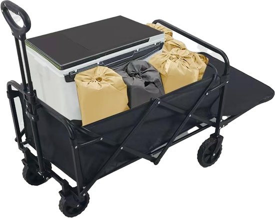 Zware opvouwbare handtrekkar maximaal draaggewicht 125 kg met verstelbare handgreep en afneembare waterdichte zak afmeting 80*43*65 cm zwart lading tijdens boodschappen strand en kampeeruitjes — afbeelding 4