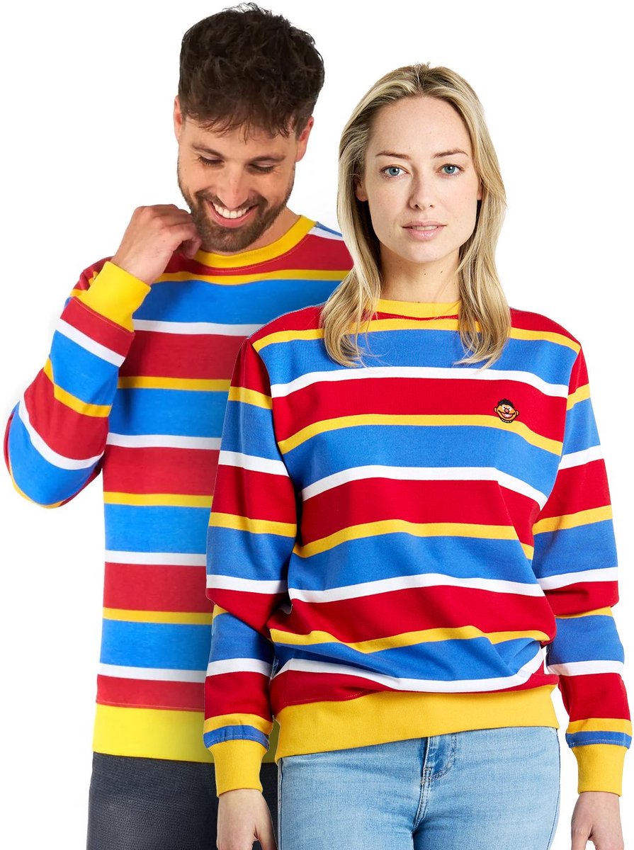 OppoSuits Ernie™ Sweater - Unisex Sesamstraat Trui - Kleding voor Bert & Ernie Outfit - Lange Mouwen - Carnaval - Rood, Blauw, Geel - Maat: L