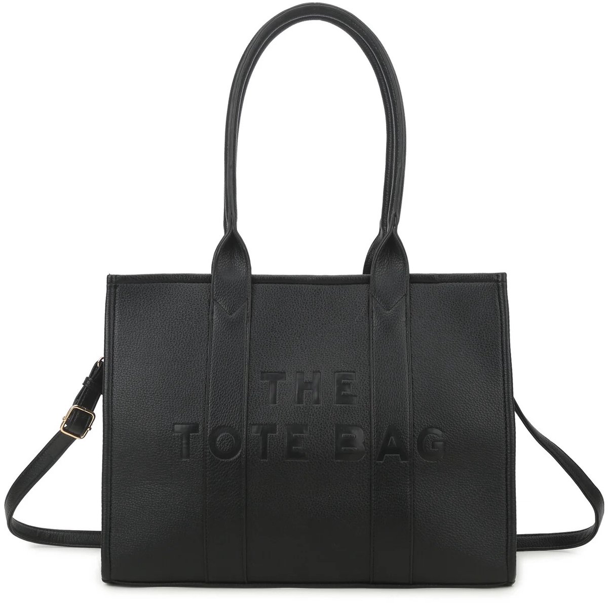 Schooltas - The Tote Bag - Zwart - Aktetas - Werktas - Laptoptas - iPad - 40 × 29 × 16 cm - Vakken - Rits - Brede Schouderband.