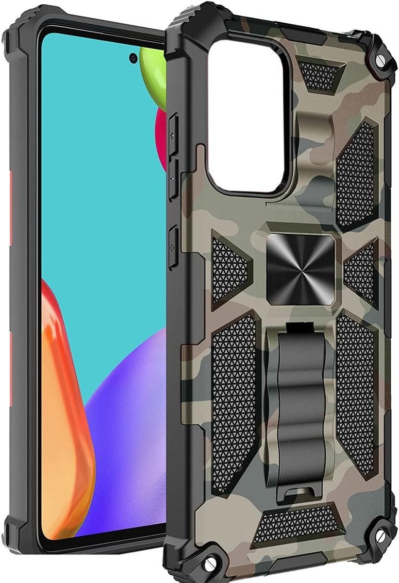 Robuuste Camouflage Hoes voor Samsung Galaxy A71 5G - Schokbestendig, Anti-vallend en Krasbestendig met Kickstand Functie